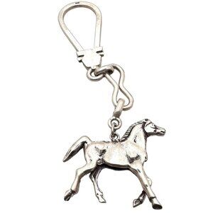 Antique Key Chain Sterling Silver Hallmarked Horse Fob Equestrian 5 Inch